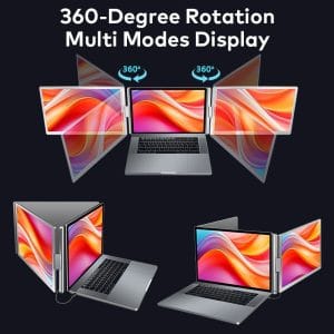 Portable triple monitors in compact position
